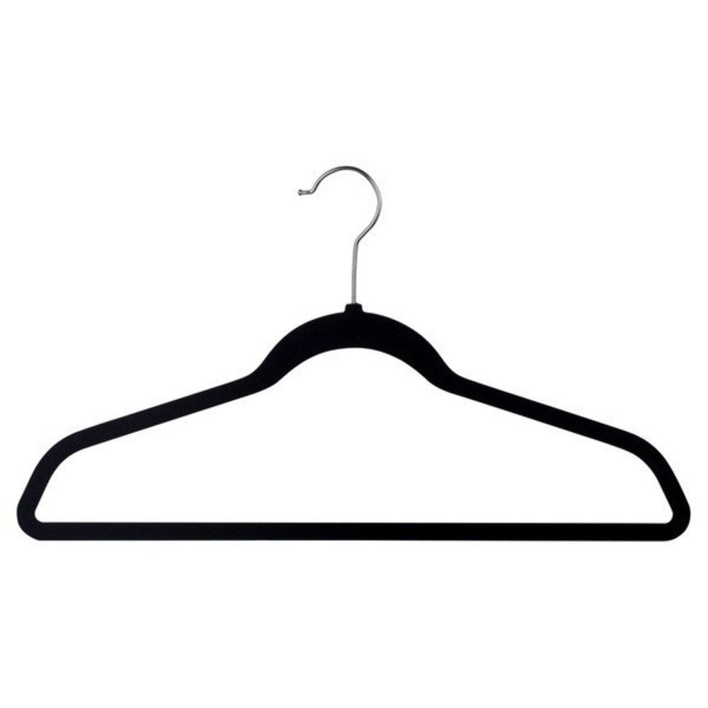 50 Pack Flocked Hangers Closet Space Saving Sturdy Non Slip Slim Design Black - Picture 12 of 13